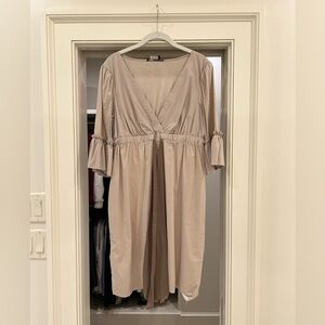 Elegant Beige V-Neck Dress